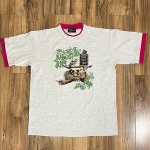VTG 90s T- Shirt Calico Harbor "Flying Made Simple" graphic Funny Birds L ( USA)